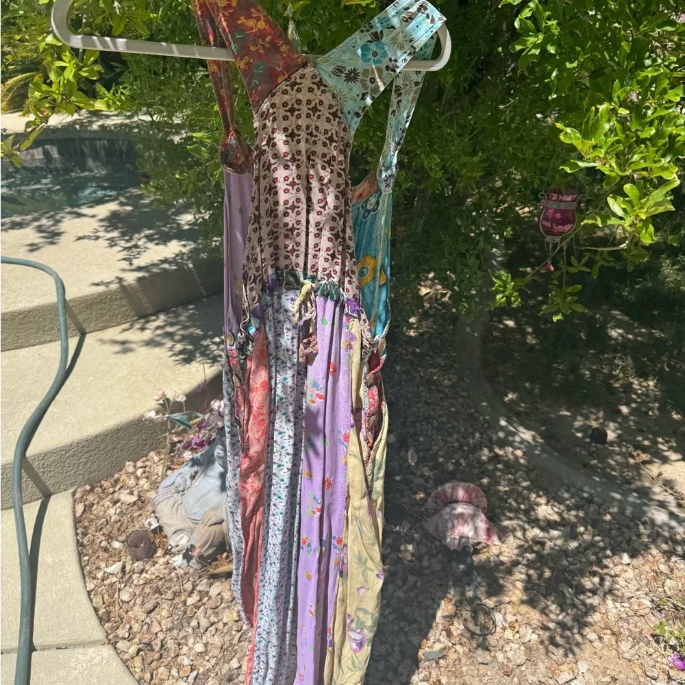 Sacred Threads Patchwork Overalls Jumper with Pockets - Picture 3 of 6